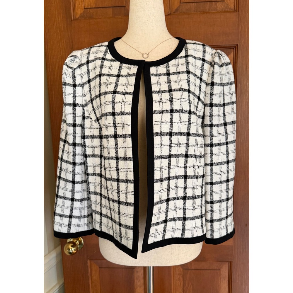 Nine West Open Front Blazer Women's Size 16 Black/White Business Casual Career - Picture 2 of 13